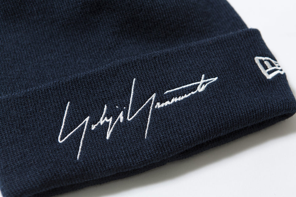 ベーシック カフニット Yohji Yamamoto FW19 シグネチャーロゴ ネイビー × クローム