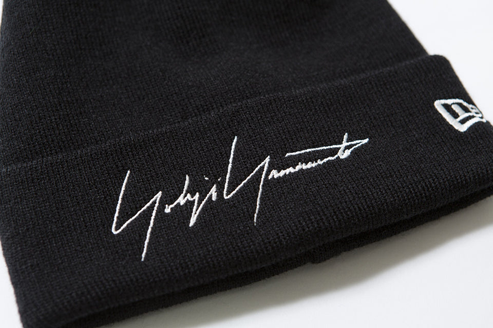 ベーシック カフニット Yohji Yamamoto FW19 シグネチャーロゴ ブラック  × クローム