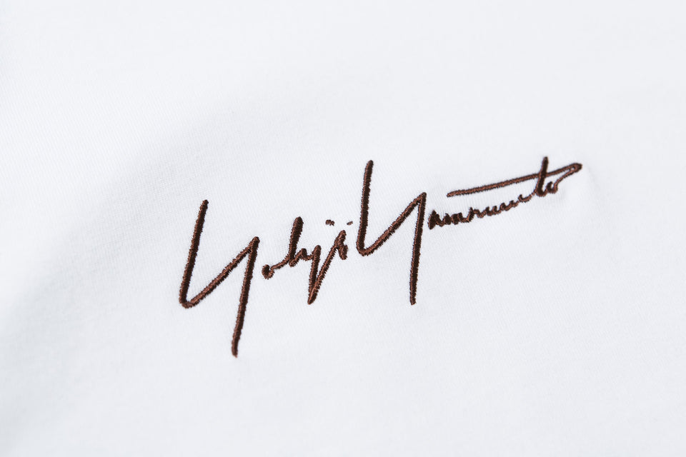 長袖 コットン Tシャツ Yohji Yamamoto FW19 シグネチャーロゴ ホワイト