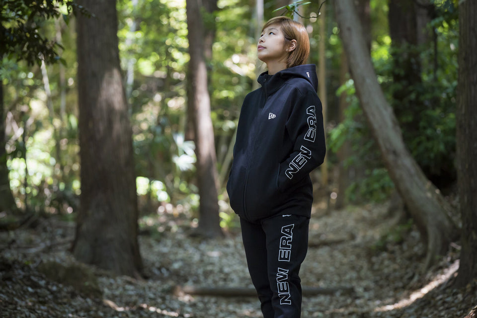 テックスウェット フルジップフーディージャケット ニューエラ ワードマーク ブラック 【NEW ERA WORKOUT】