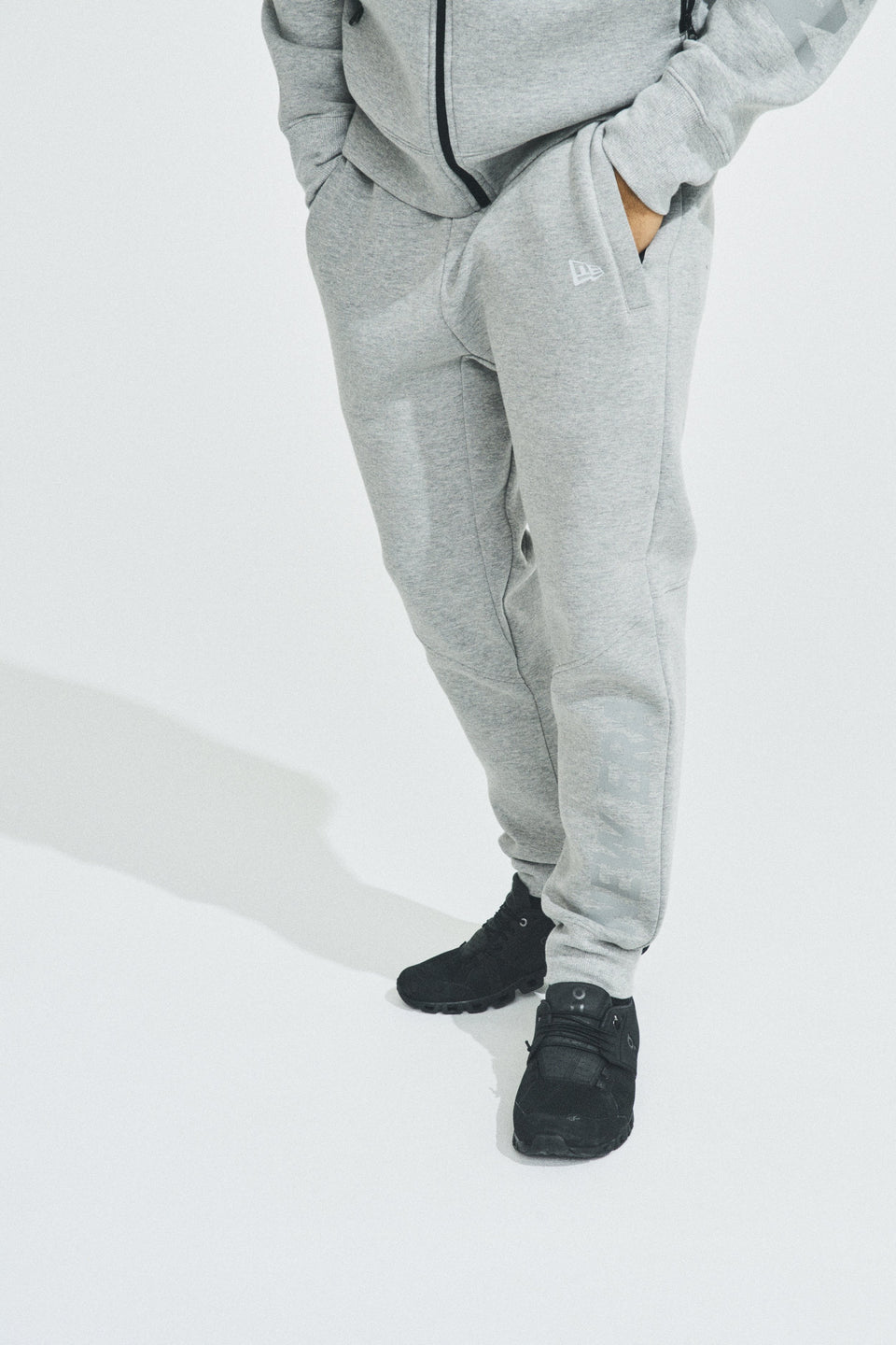 テックスウェット フルジップフーディージャケット ニューエラ フードロゴ グレー 【Performance Apparel】