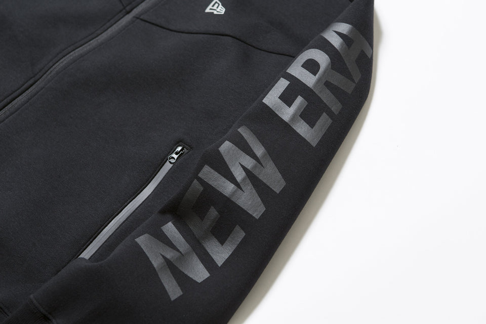 テックスウェット フルジップフーディージャケット ニューエラ フードロゴ ブラック 【Performance Apparel】