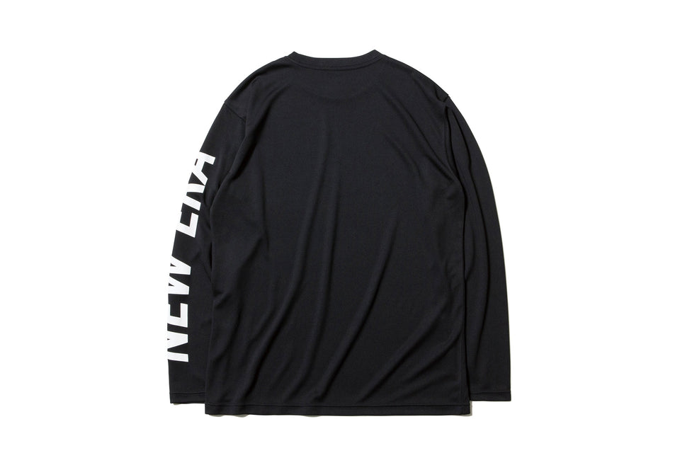 長袖 テック Tシャツ ニューエラ フロント & スリーブ ブラック × ホワイト 【 Performance Apparel 】
