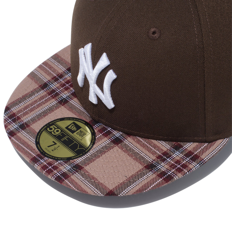 59FIFTY タータンチェック ニューヨーク・ヤンキース ウォルナット ブラウンチェックバイザー