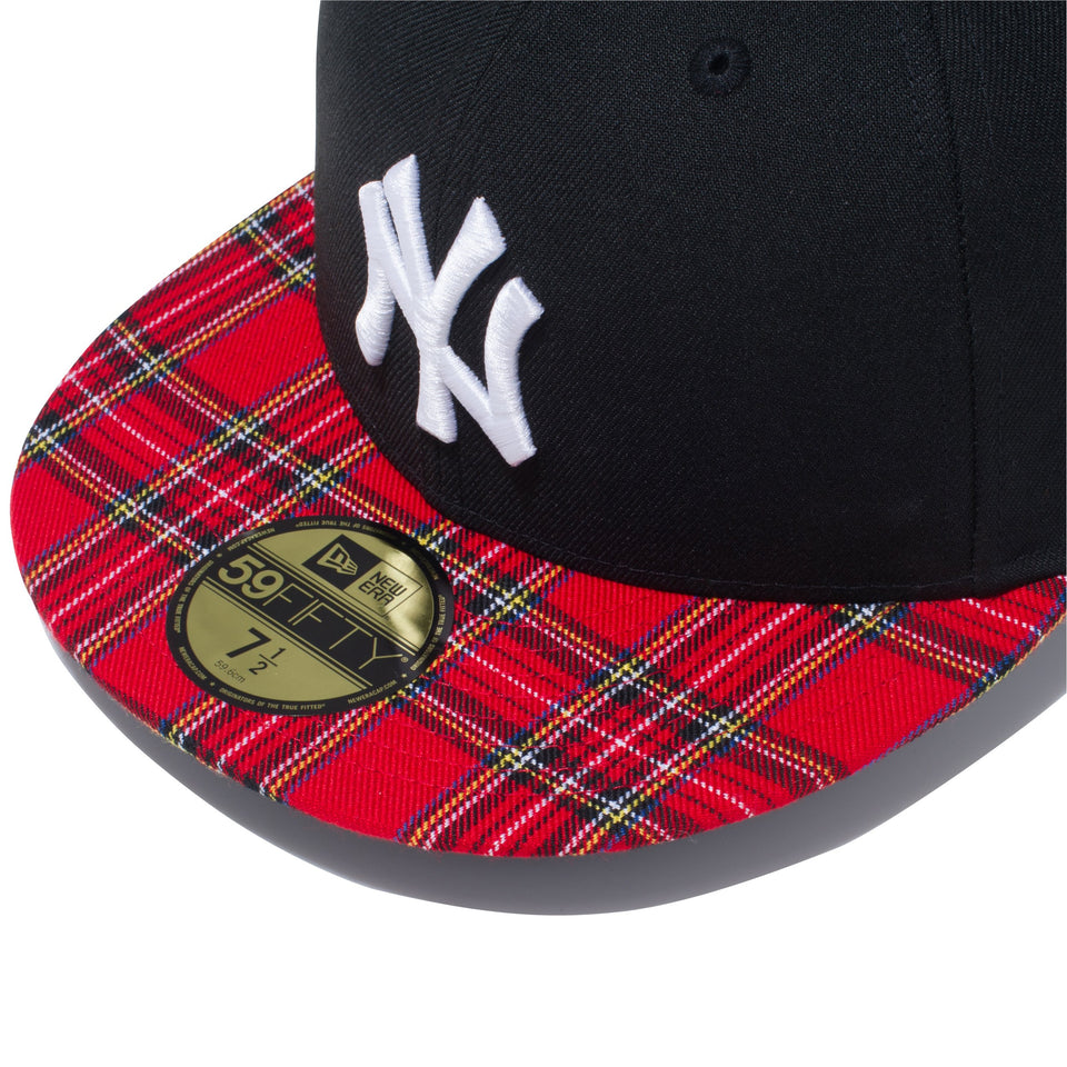 59FIFTY タータンチェック ニューヨーク・ヤンキース ブラック レッドチェックバイザー