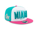 9FIFTY NFL スーパーボウルLIV MIAMI カラーブロック アクア ホワイト ブライトローズバイザー