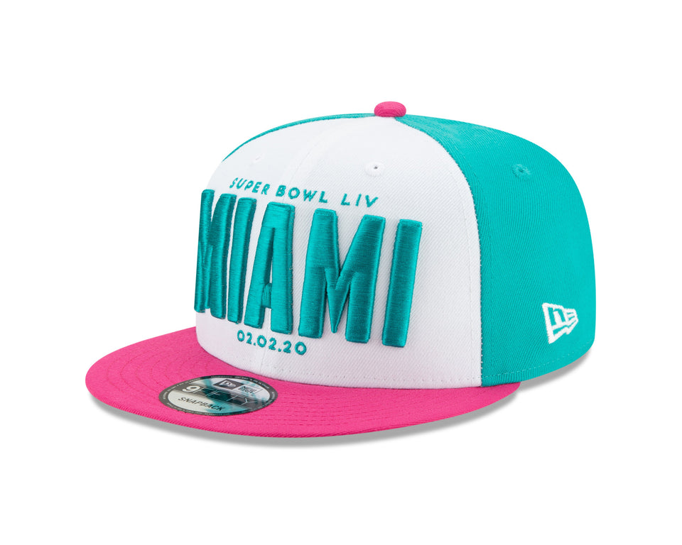 9FIFTY NFL スーパーボウルLIV MIAMI カラーブロック アクア ホワイト ブライトローズバイザー