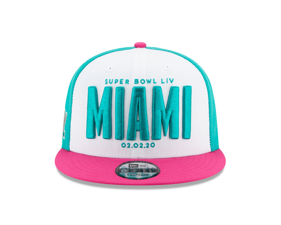 9FIFTY NFL スーパーボウルLIV MIAMI カラーブロック アクア ホワイト ブライトローズバイザー