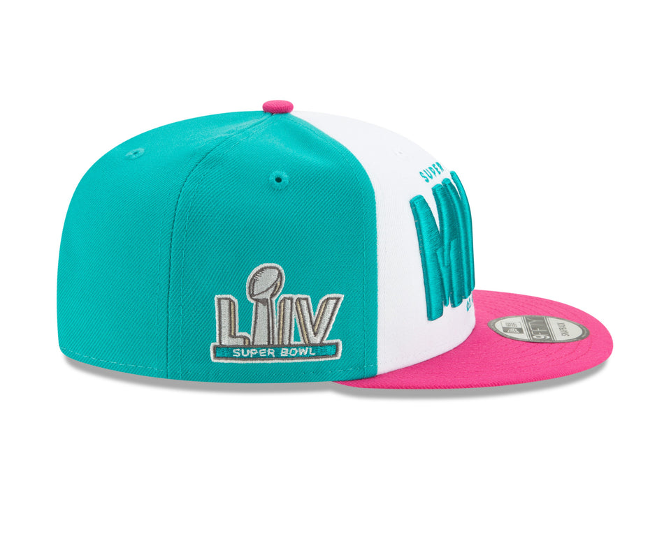 9FIFTY NFL スーパーボウルLIV MIAMI カラーブロック アクア ホワイト ブライトローズバイザー