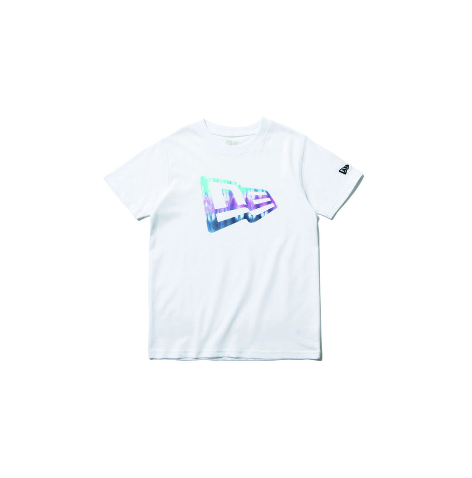 Youth コットン Tシャツ カラータイダイ フラッグロゴ ホワイト