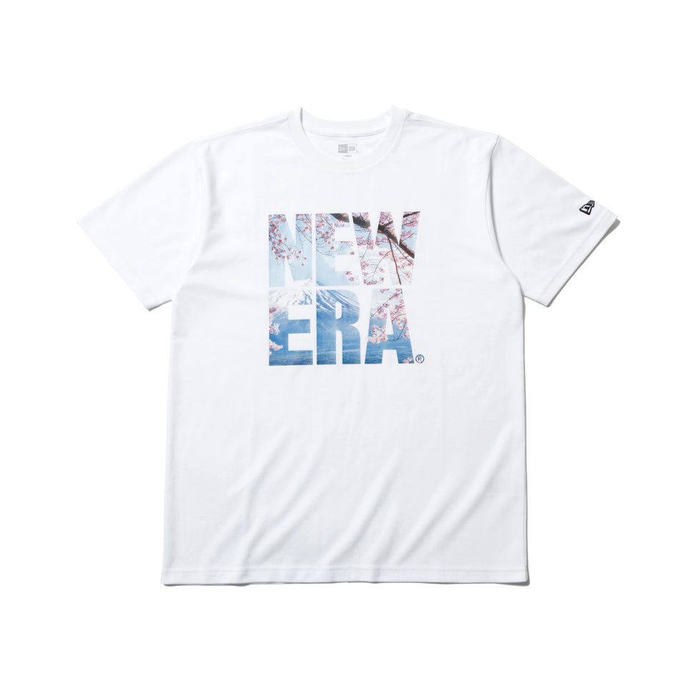 半袖 パフォーマンス Tシャツ 桜 富士山 スクエアニューエラ ホワイト レギュラーフィット