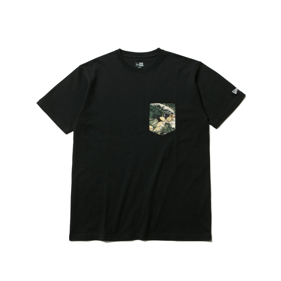 半袖 コットン ポケット Tシャツ ボタニカル ブラック レギュラーフィット
