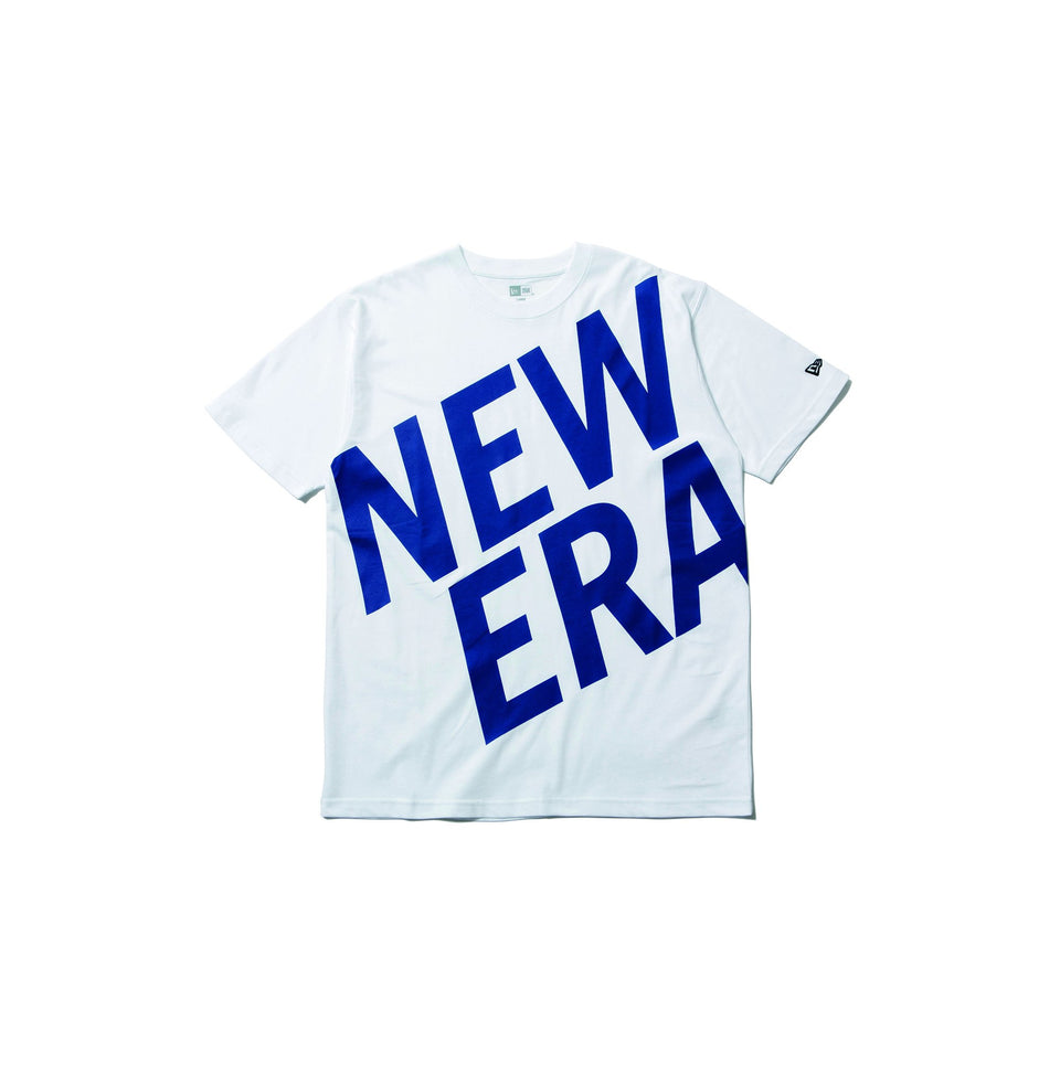 半袖 コットン Tシャツ ズームアップ ニューエラ ロゴ ホワイト × ブルー レギュラーフィット
