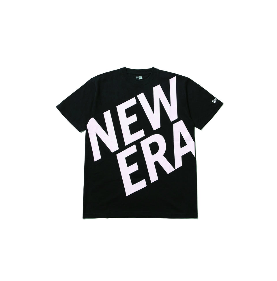 半袖 コットン Tシャツ ズームアップ ニューエラ ロゴ ブラック × ライトピンク レギュラーフィット
