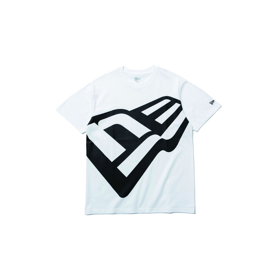 半袖 コットン Tシャツ ズームアップ フラッグロゴ ホワイト × ブラック レギュラーフィット