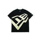 半袖 コットン Tシャツ ズームアップ フラッグロゴ ブラック × ゴールドラメ レギュラーフィット