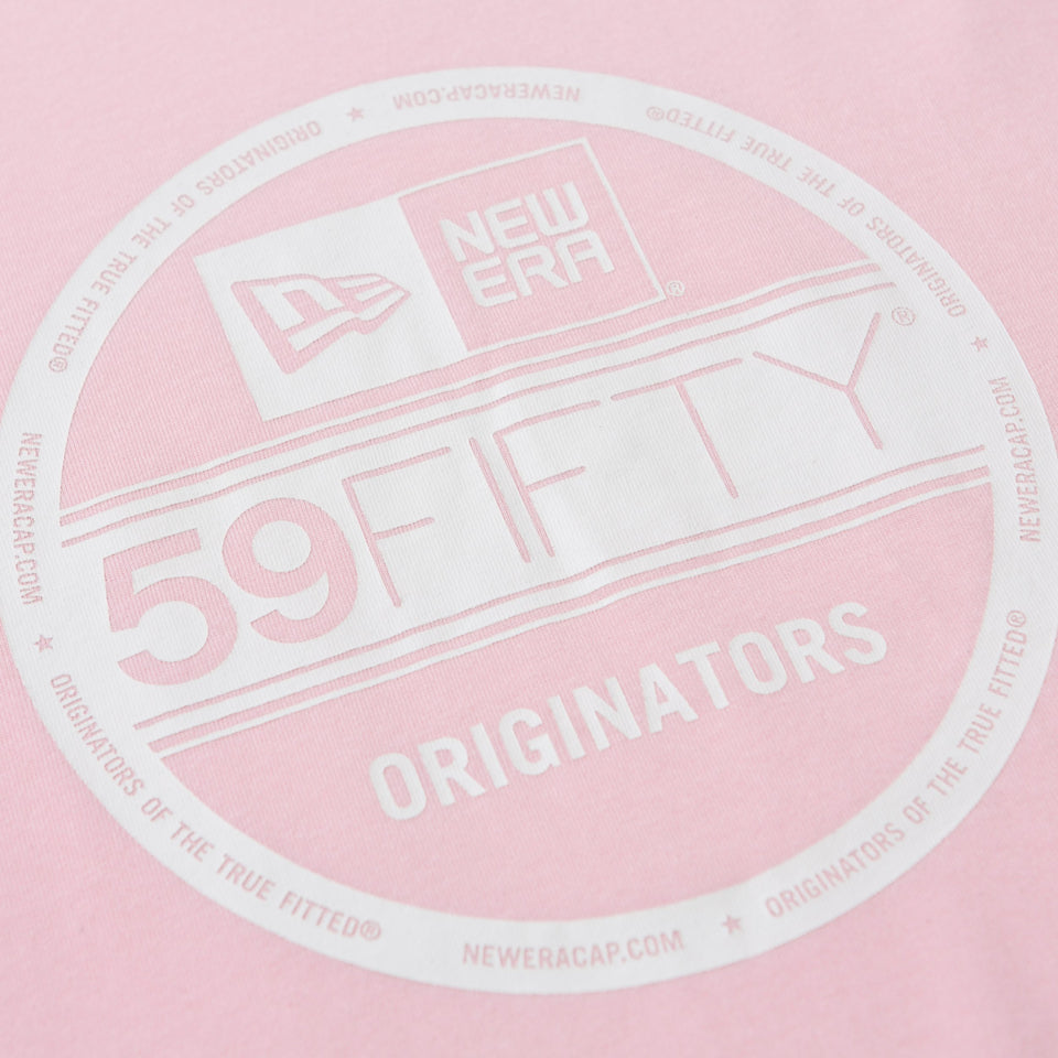 コットン Tシャツ バイザーステッカー ライトピンク × ホワイト レギュラーフィット