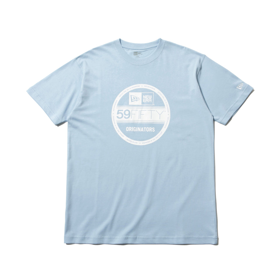 コットン Tシャツ バイザーステッカー ライトブルー × ホワイト レギュラーフィット