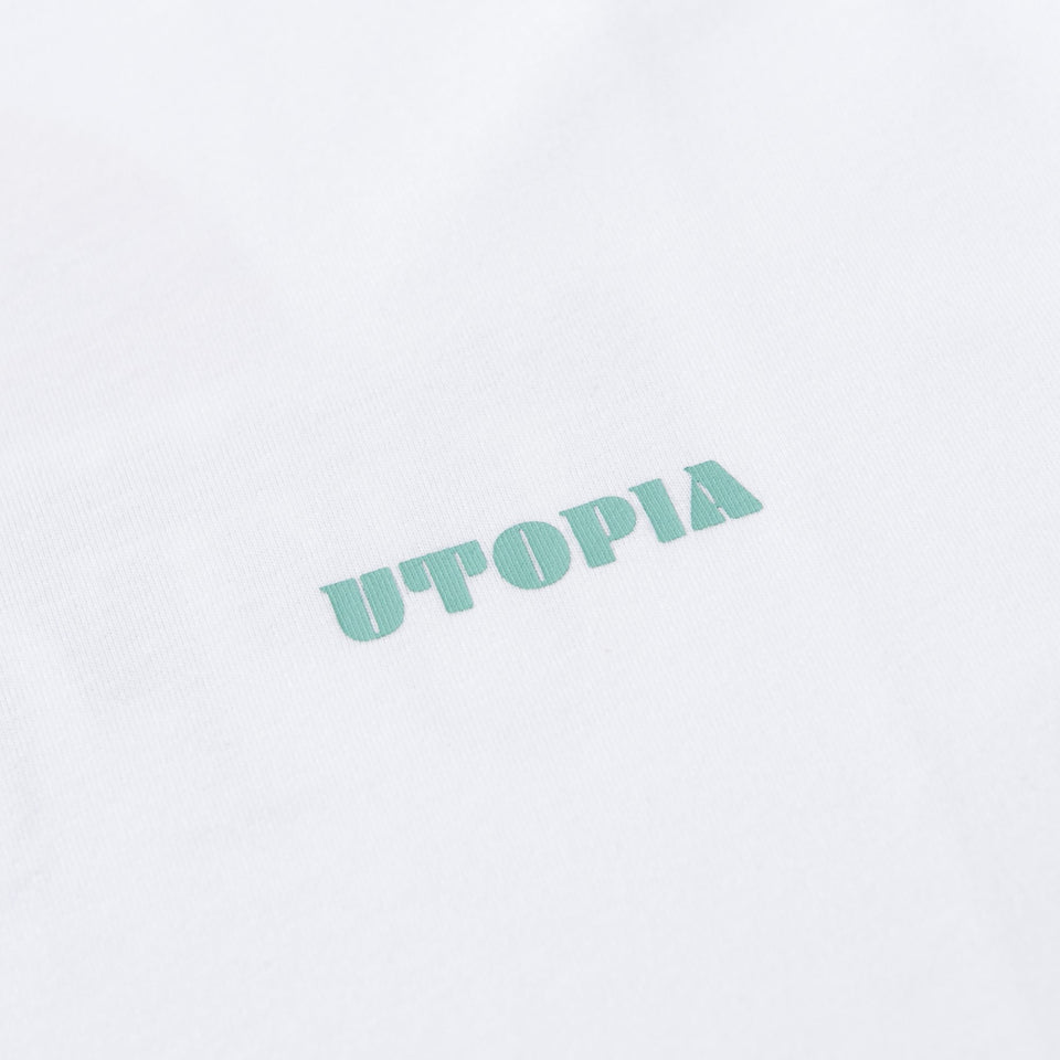半袖 コットン Tシャツ トロピカル ホワイト × ライトグリーン/マルチカラー レギュラーフィット