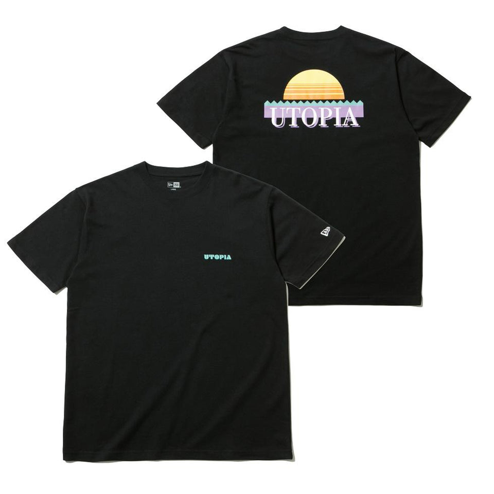 半袖 コットン Tシャツ トロピカル ブラック × ライトグリーン/マルチカラー レギュラーフィット