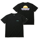半袖 コットン Tシャツ トロピカル ブラック × ライトグリーン/マルチカラー レギュラーフィット
