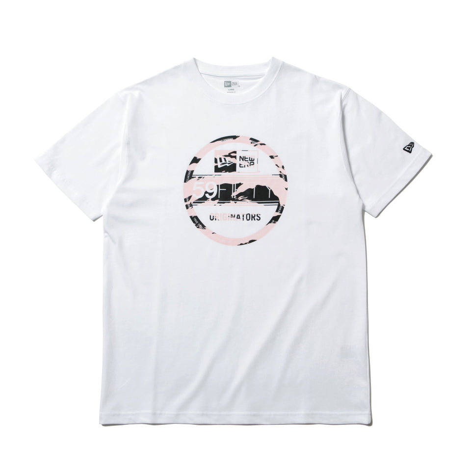 コットン Tシャツ タイガーストライプカモ バイザーステッカー ホワイト × ブラック ピンク  レギュラーフィット