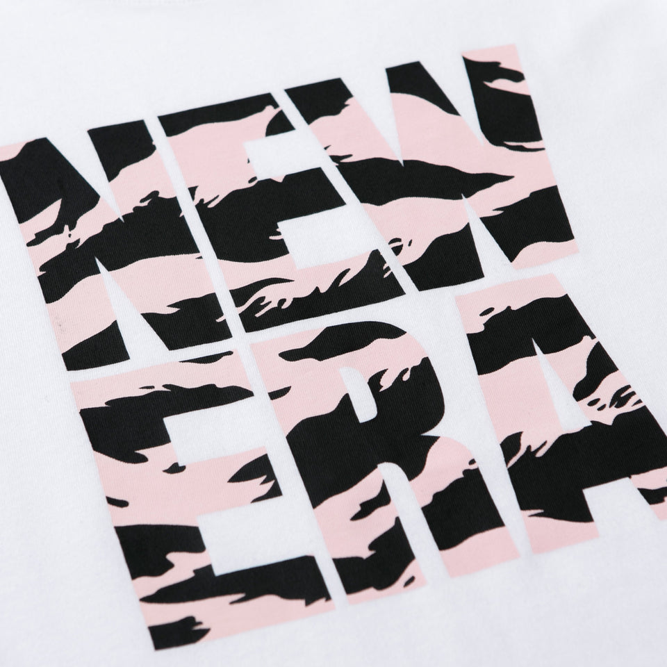 コットン Tシャツ タイガーストライプカモ スクエアニューエラ ホワイト × ブラック ピンク  レギュラーフィット