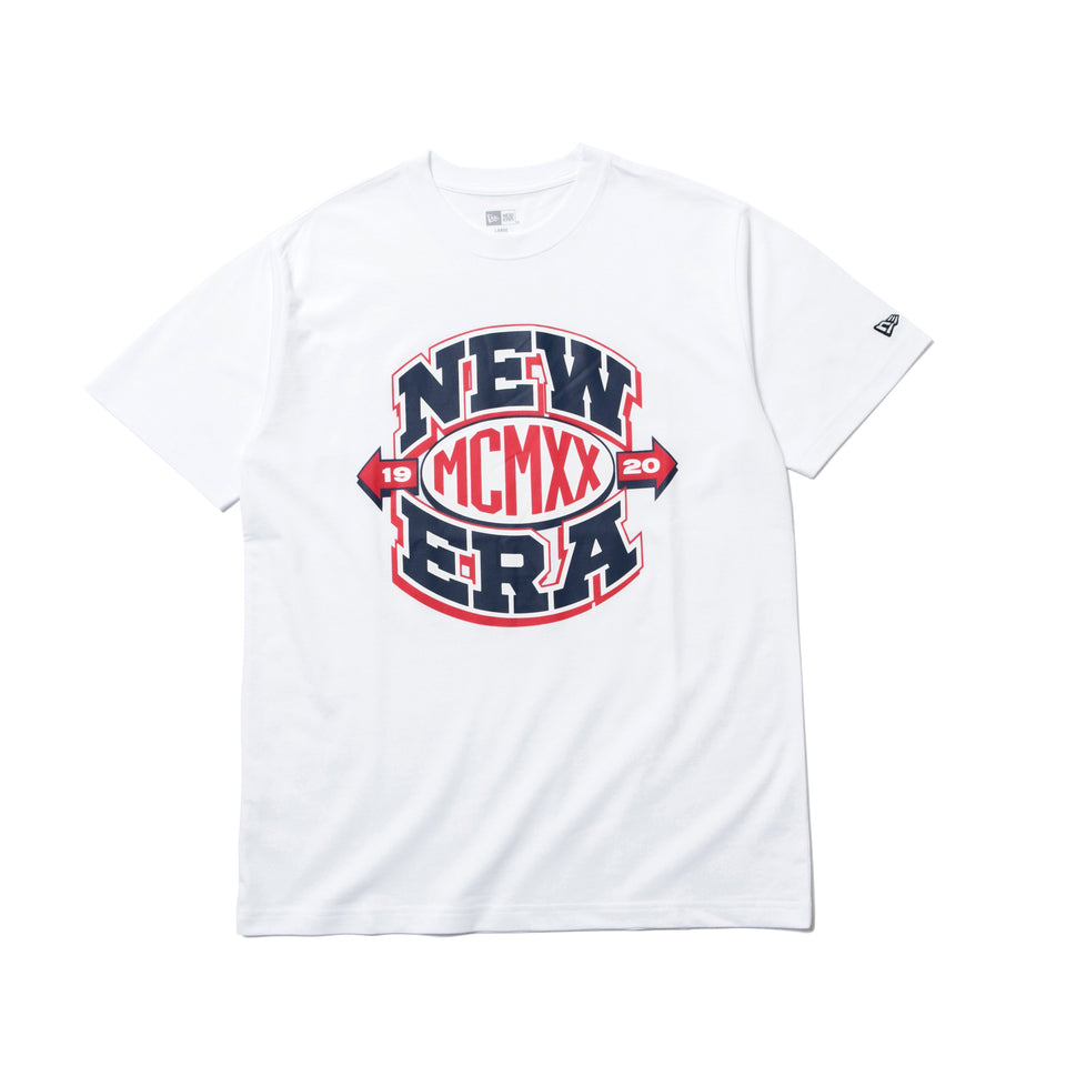 半袖 コットン Tシャツ ニューエラ MCMXX ロゴ ホワイト × ネイビー/ホワイト/レッド レギュラーフィット