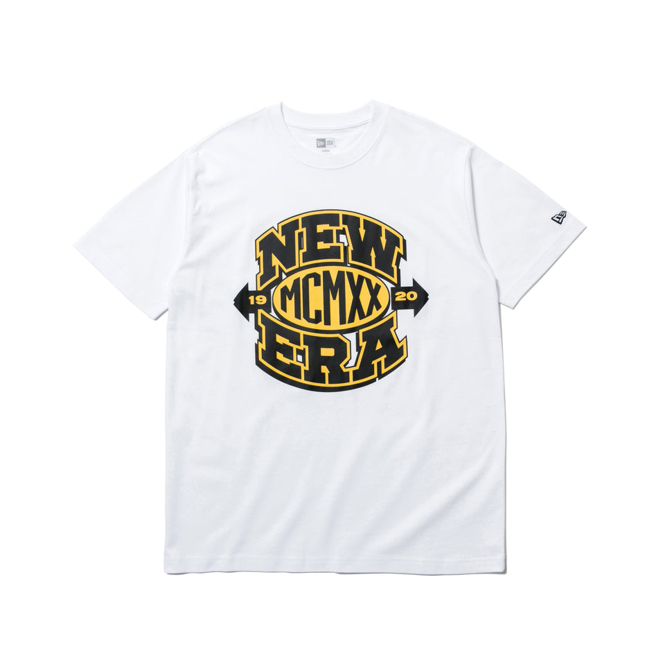 半袖 コットン Tシャツ ニューエラ MCMXX ロゴ ホワイト × ブラック/イエロー レギュラーフィット