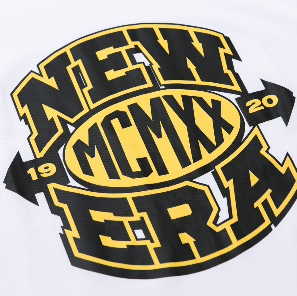 半袖 コットン Tシャツ ニューエラ MCMXX ロゴ ホワイト × ブラック/イエロー レギュラーフィット