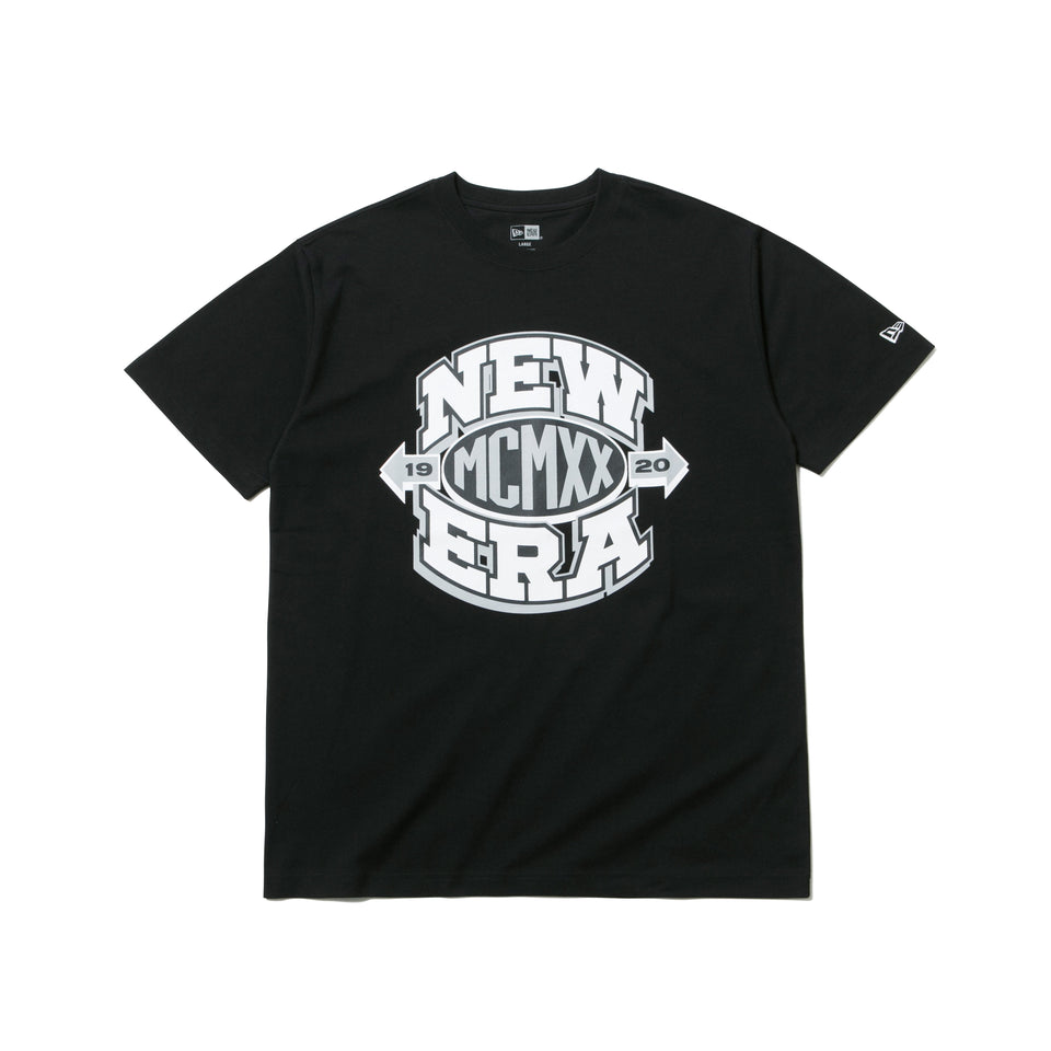 半袖 コットン Tシャツ ニューエラ MCMXX ロゴ ブラック × ホワイト/ブラック/グレー レギュラーフィット