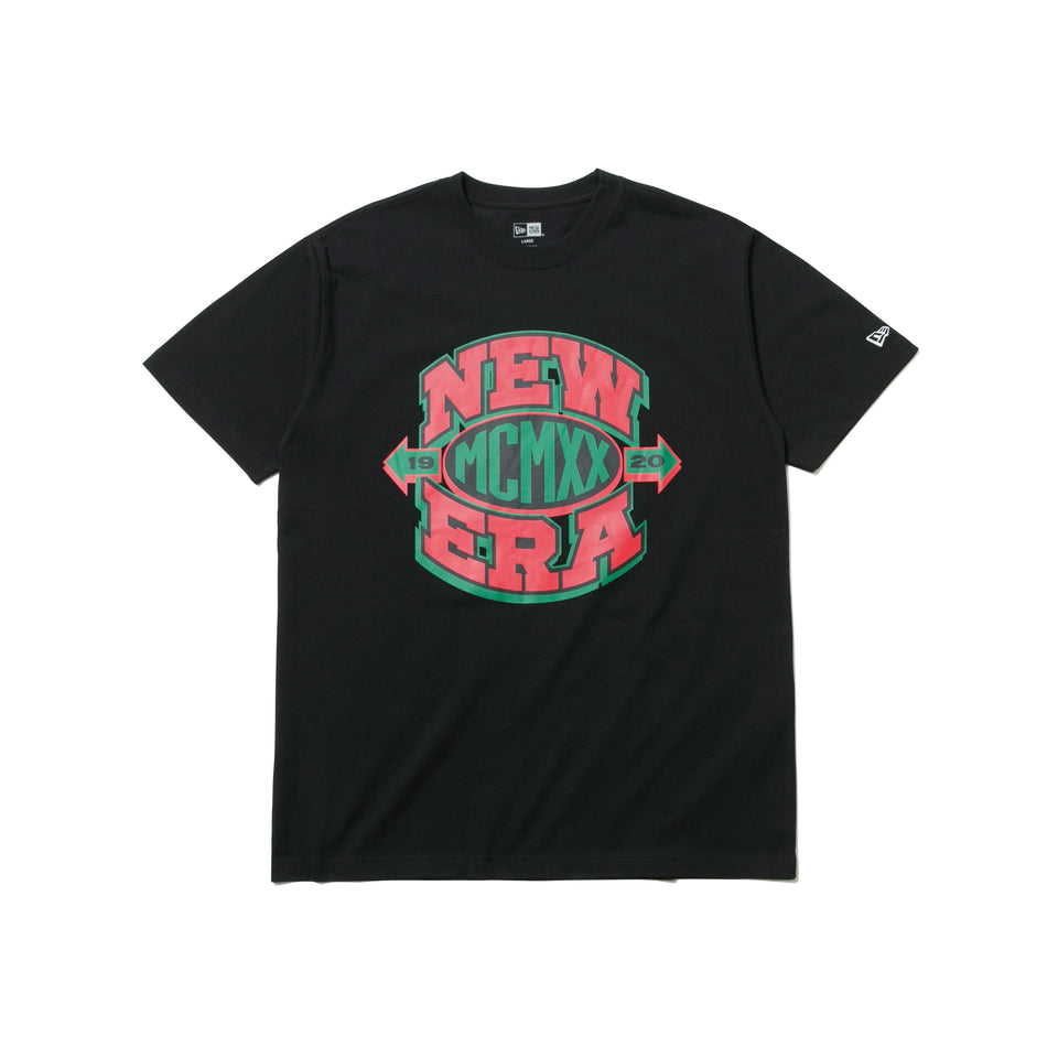 半袖 コットン Tシャツ ニューエラ MCMXX ロゴ ブラック × レッド/ブラック/グリーン レギュラーフィット