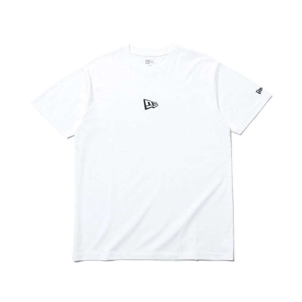 半袖 コットン Tシャツ ミニフラッグロゴ ホワイト × ブラック レギュラーフィット