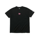 半袖 コットン Tシャツ ミニフラッグロゴ ブラック × ネオンピンク レギュラーフィット