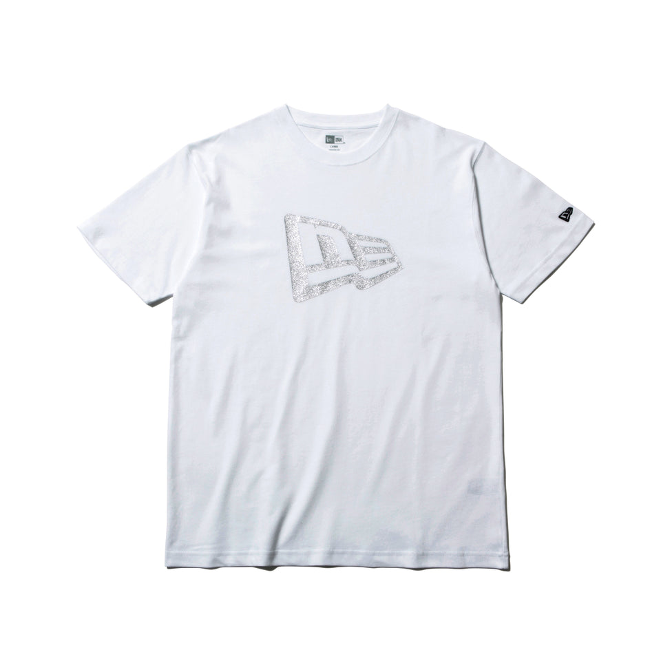 コットン Tシャツ フラッグロゴ ホワイト × シルバー レギュラーフィット