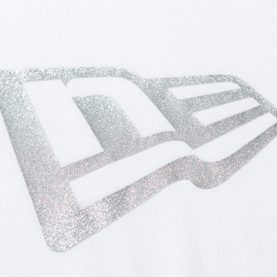 コットン Tシャツ フラッグロゴ ホワイト × シルバー レギュラーフィット