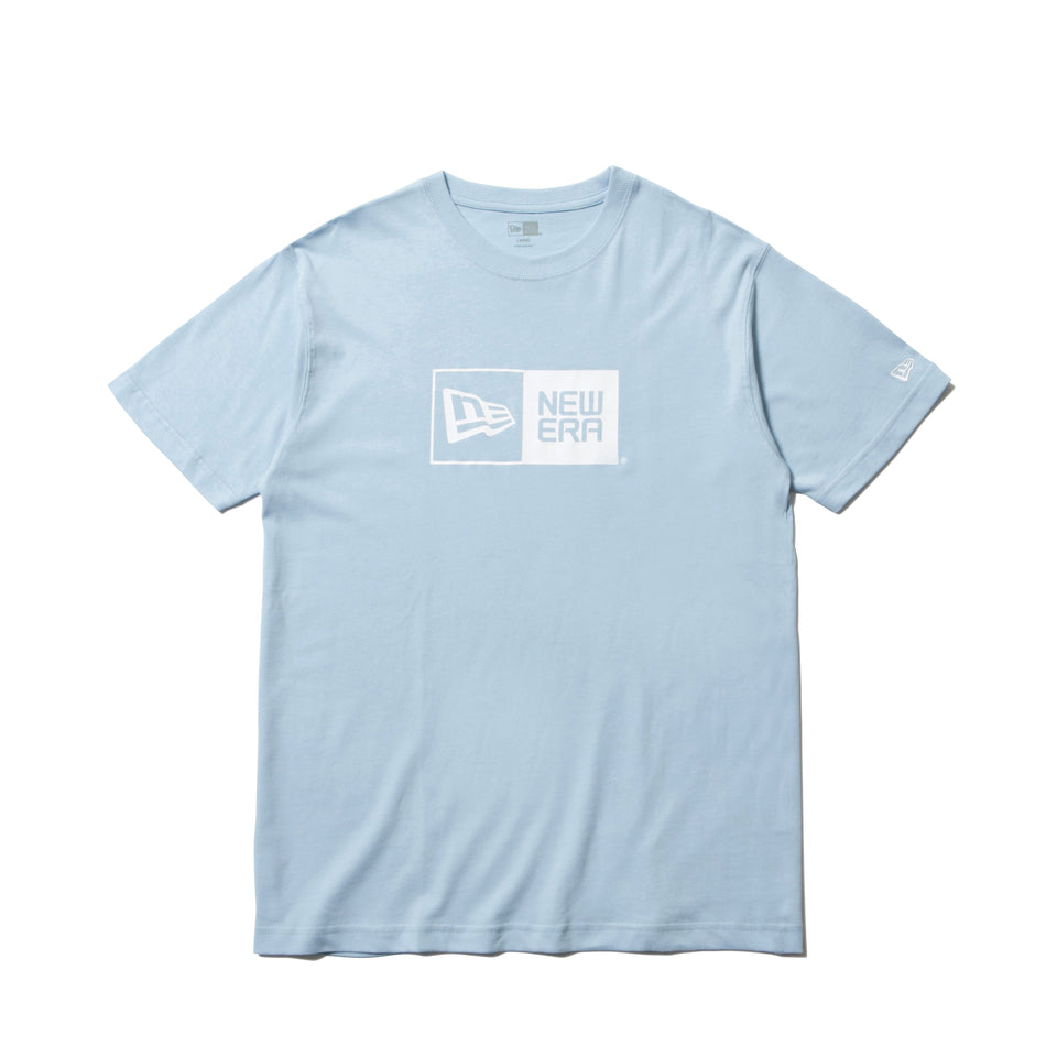 コットン Tシャツ ボックスロゴ ライトブルー × ホワイト レギュラーフィット