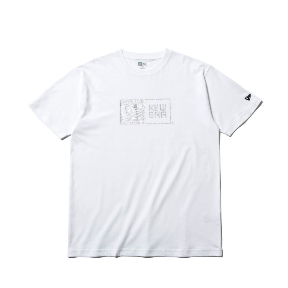 コットン Tシャツ ボックスロゴ ホワイト × シルバー レギュラーフィット