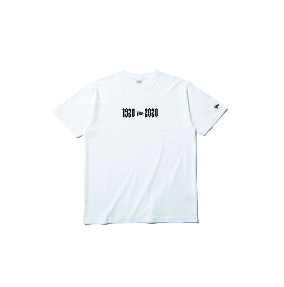半袖 コットン Tシャツ ニューエラ 1920-2020 ホワイト × ブラック レギュラーフィット