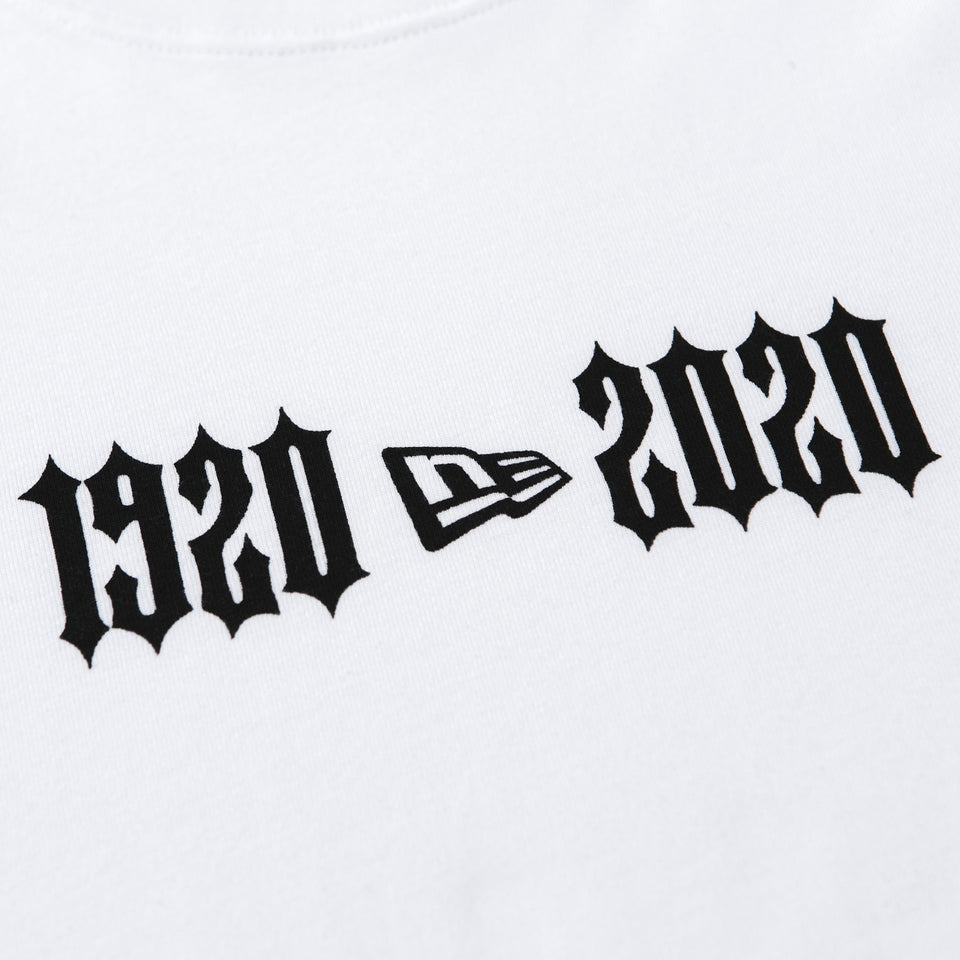 半袖 コットン Tシャツ ニューエラ 1920-2020 ホワイト × ブラック レギュラーフィット