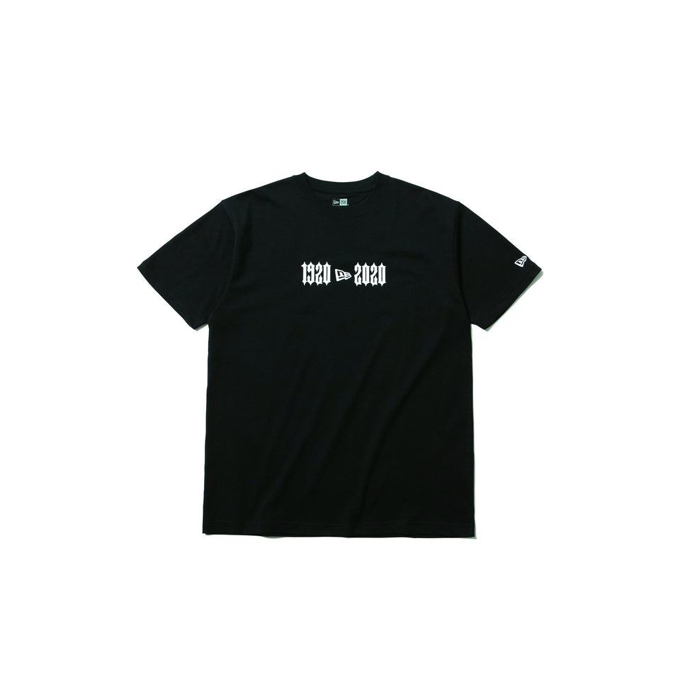 半袖 コットン Tシャツ ニューエラ 1920-2020 ブラック × ホワイト レギュラーフィット