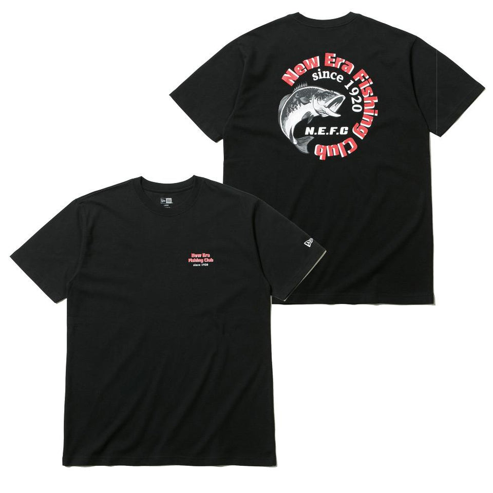 半袖 コットン Tシャツ ニューエラ フィッシング クラブ ブラック × マルチカラー レギュラーフィット 【ニューエラ アウトドア】