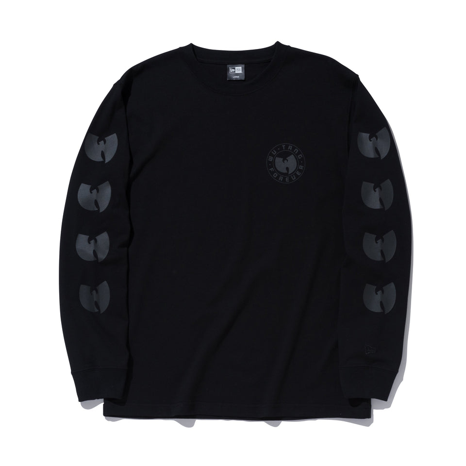 【ストア限定】 長袖 コットン Tシャツ WU-TANG CLAN ウータン・クラン スリーブロゴ ブラックオンブラック