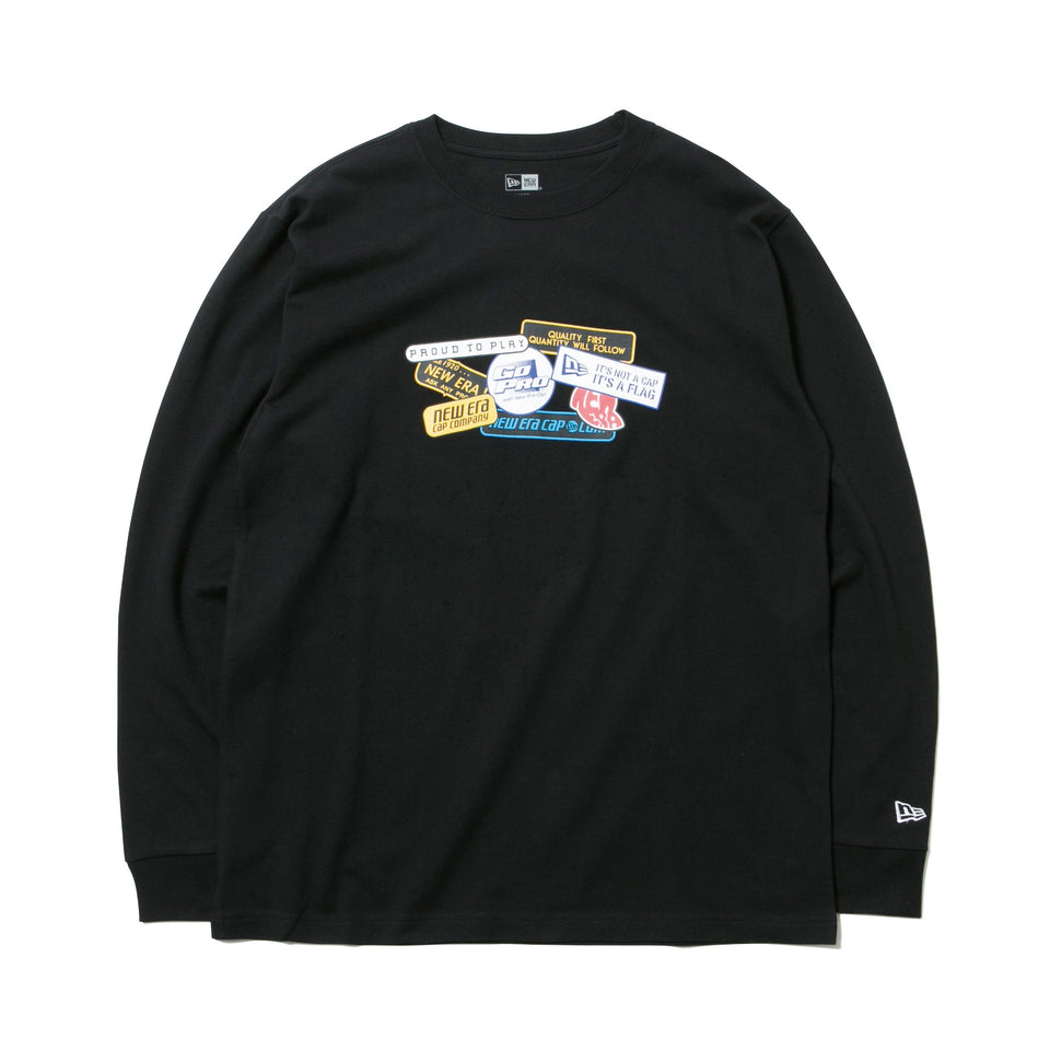長袖 コットン Tシャツ オールドロゴパッチ ブラック レギュラーフィット