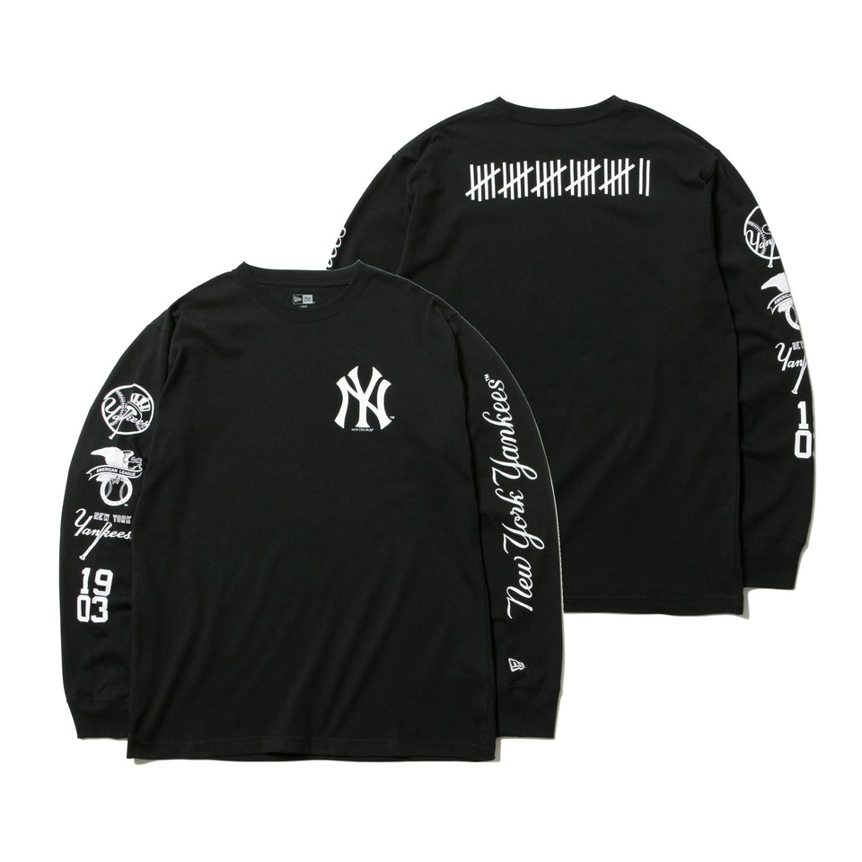 長袖 コットン Tシャツ ニューヨーク・ヤンキース ブラック レギュラーフィット