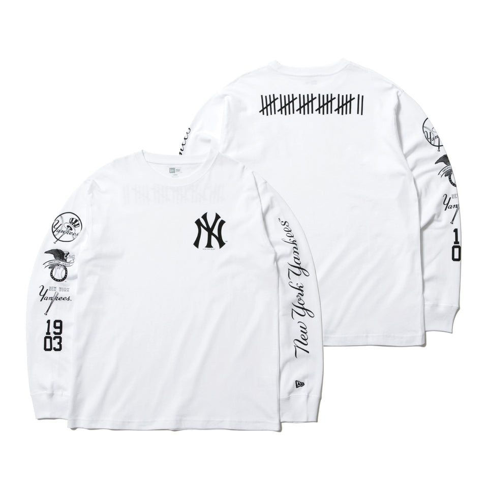 長袖 コットン Tシャツ ニューヨーク・ヤンキース ホワイト レギュラーフィット