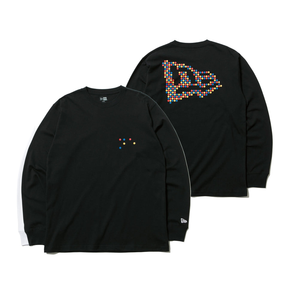 長袖 コットン Tシャツ ドット ブラック レギュラーフィット