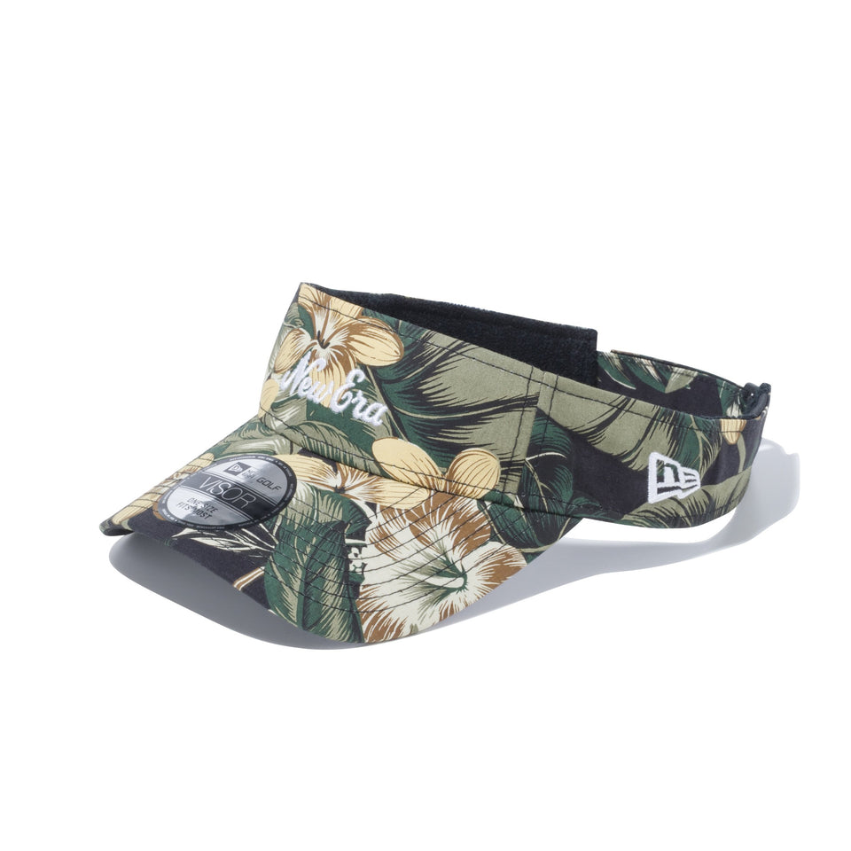 【ゴルフ】 サンバイザー New Era オールドロゴ ブラックイエローボタニカル