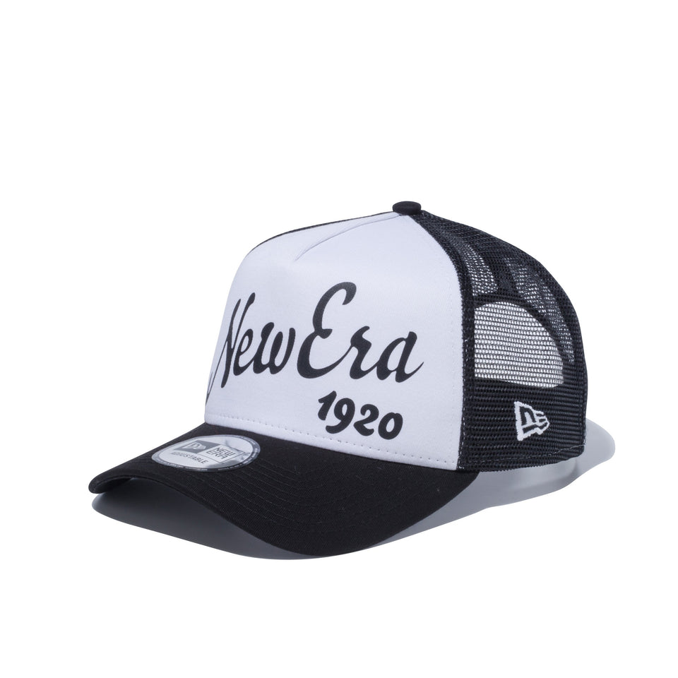 9FORTY A-Frame トラッカー ビッグロゴ New Era 1920 ホワイト / ブラックメッシュ ブラックバイザー