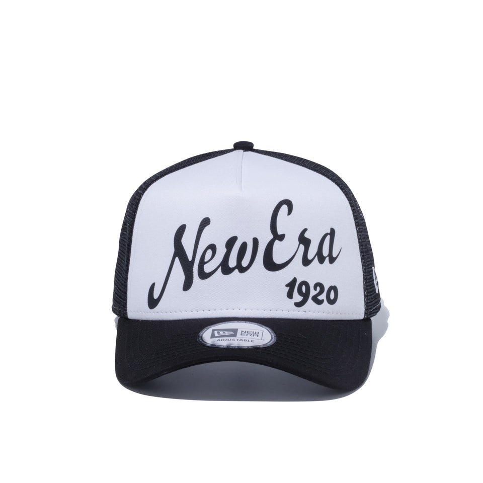 9FORTY A-Frame トラッカー ビッグロゴ New Era 1920 ホワイト / ブラックメッシュ ブラックバイザー